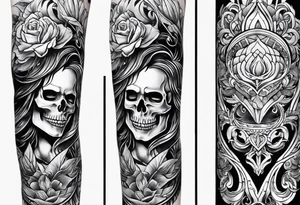 rock a billy Arm sleeve mit verschiedenen Motiven tattoo idea