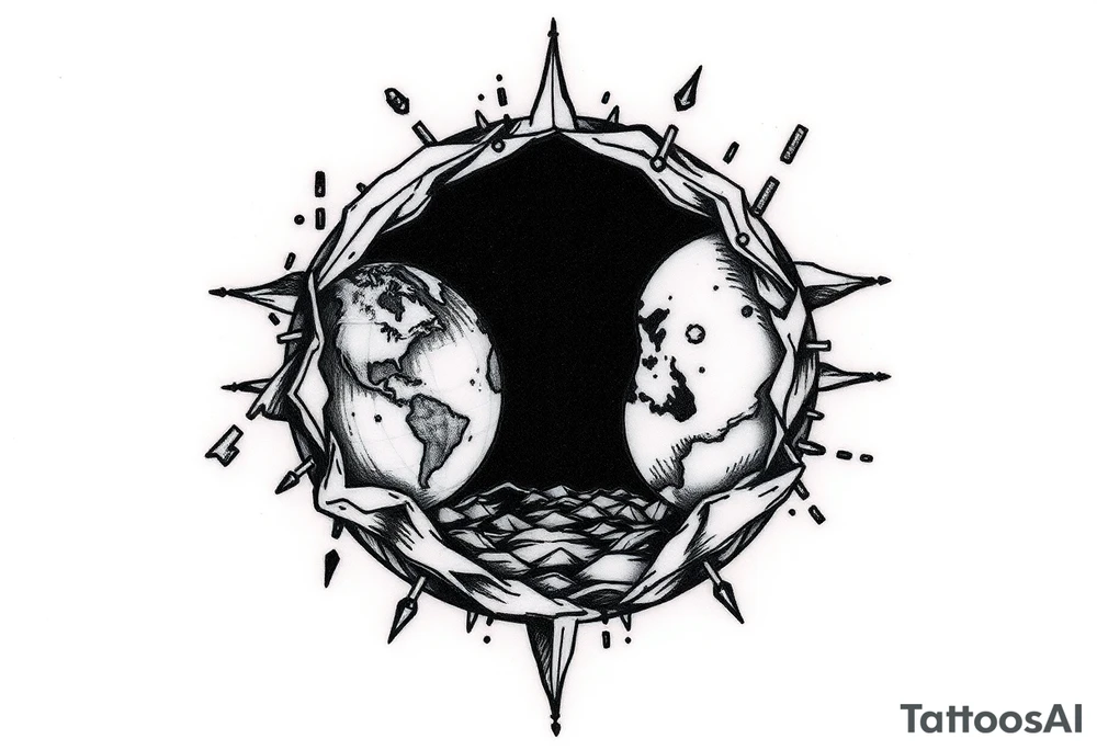 2 different worlds on both sides of a black hole tattoo idea