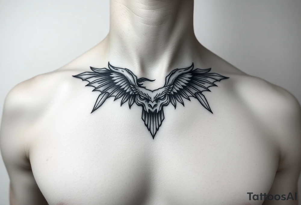 Chest tattoo for female signifying power tattoo idea