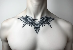 Chest tattoo for female signifying power tattoo idea