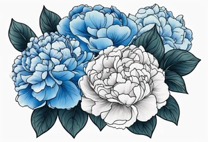 Blue hydrangeas with peonies tattoo idea
