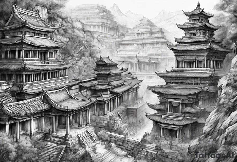 Ancient city battle tattoo idea