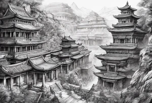 Ancient city battle tattoo idea