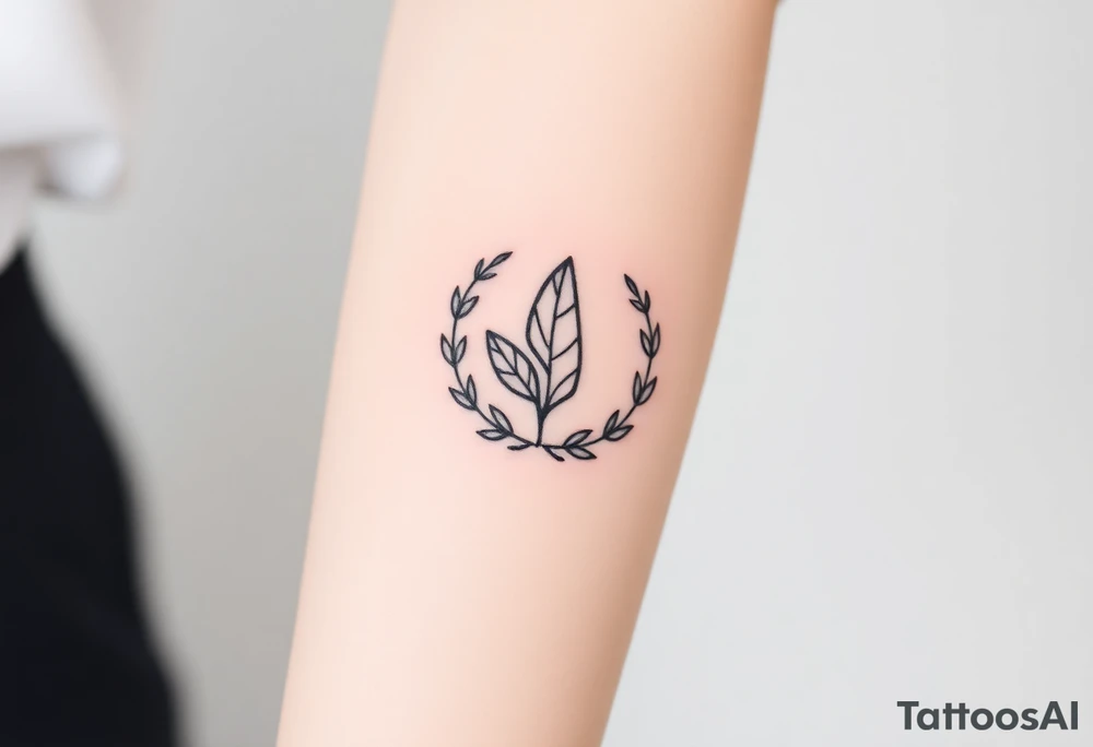 wreath of victory with one leaf reversed/broken tattoo idea