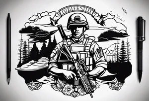 Serving in the military and has lived everywhere. Half sleeve tattoo idea