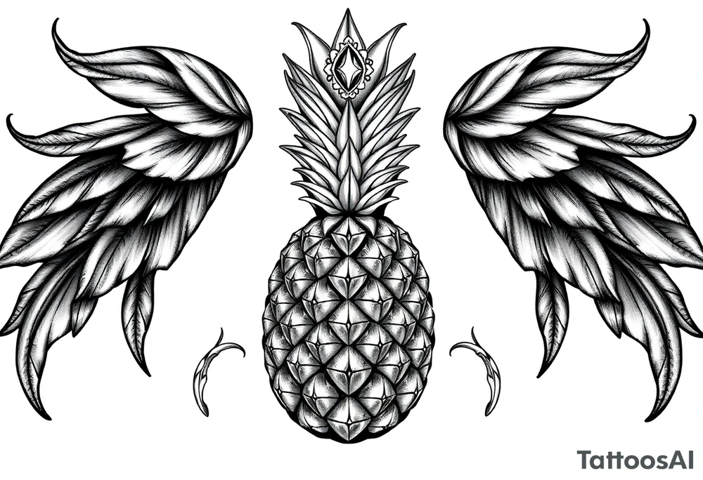 vagina and anus using a pineapple with diamonds, magestic, crown, tattoo idea
