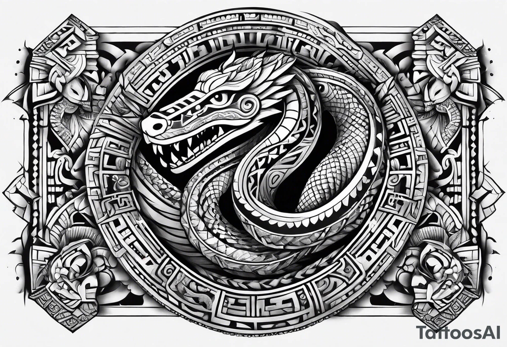 aztec snake sleeve tattoo idea