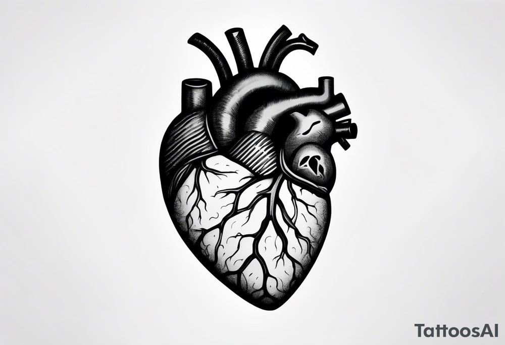 photograph of a human heart as you would see in a human body tattoo idea