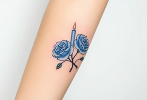 Blue, 2 roses, 2 candles tattoo idea