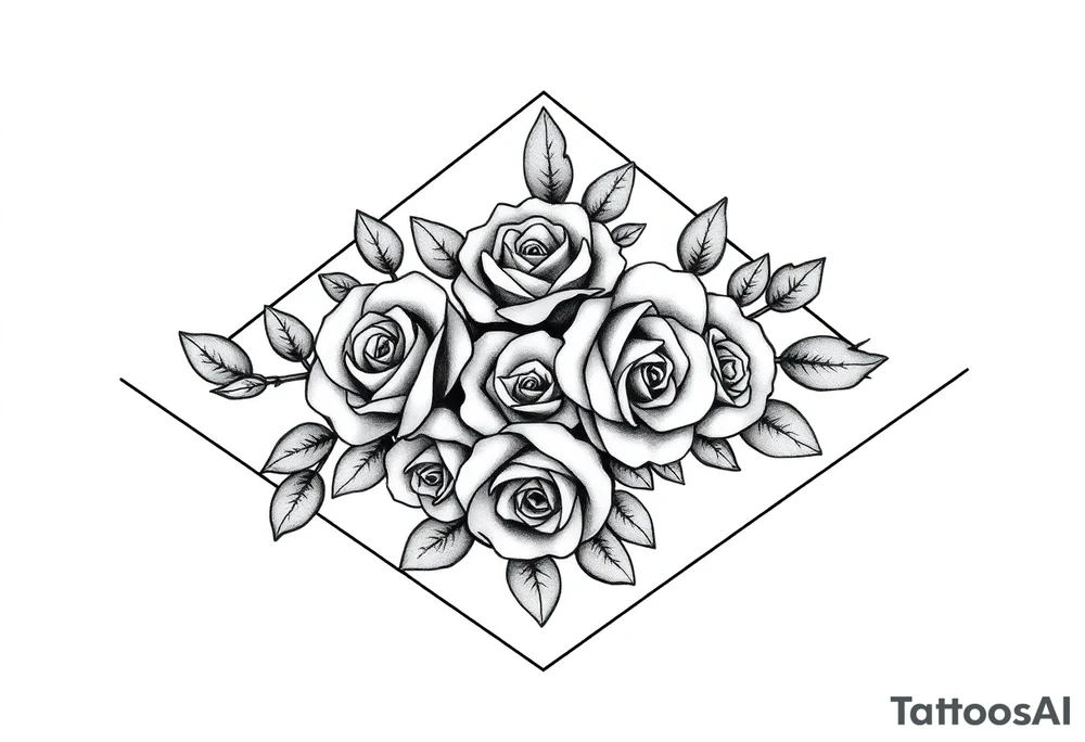 Small Roses filling up the inside of an lateral diamond shape tattoo idea