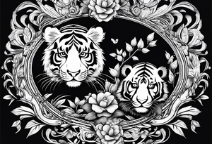 Baby tiger and panda hanging out tattoo idea