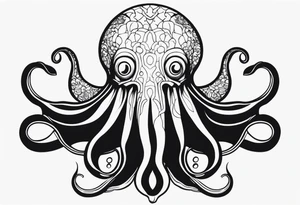 The horrifying squid hides itself in ink and turns the color of its body to black to blend into the sea tattoo idea