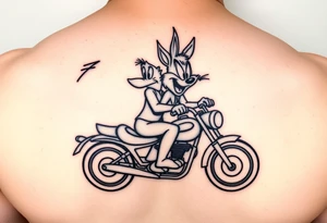 Mr. And Mrs. Taz looney toons characters riding a motorcycle tattoo idea