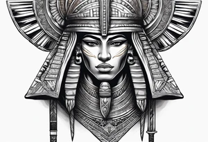 realistic egyptian warrior in profile with a sword in his hand. tattoo idea
