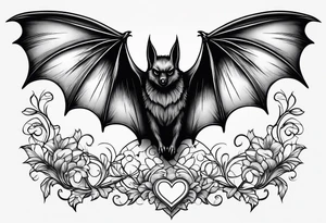 bat with hearts, simple tattoo idea