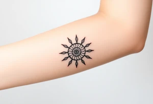 Fibonacci spiral shell sun tattoo idea