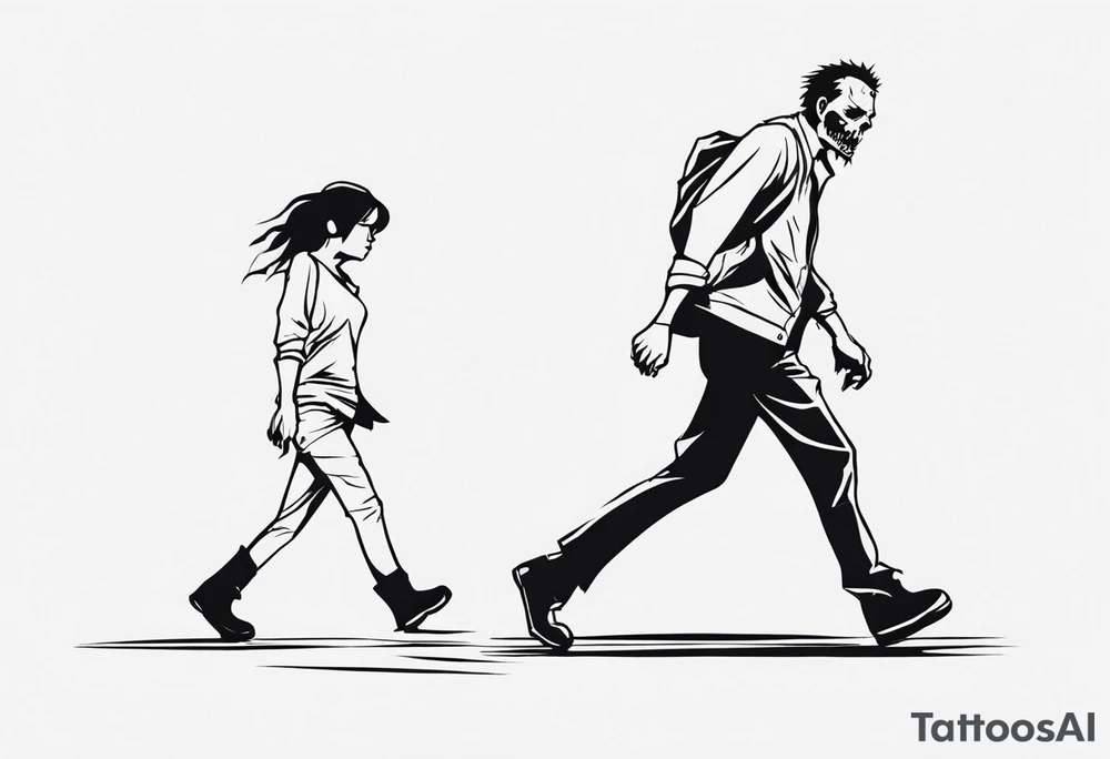 zombie walking tattoo idea