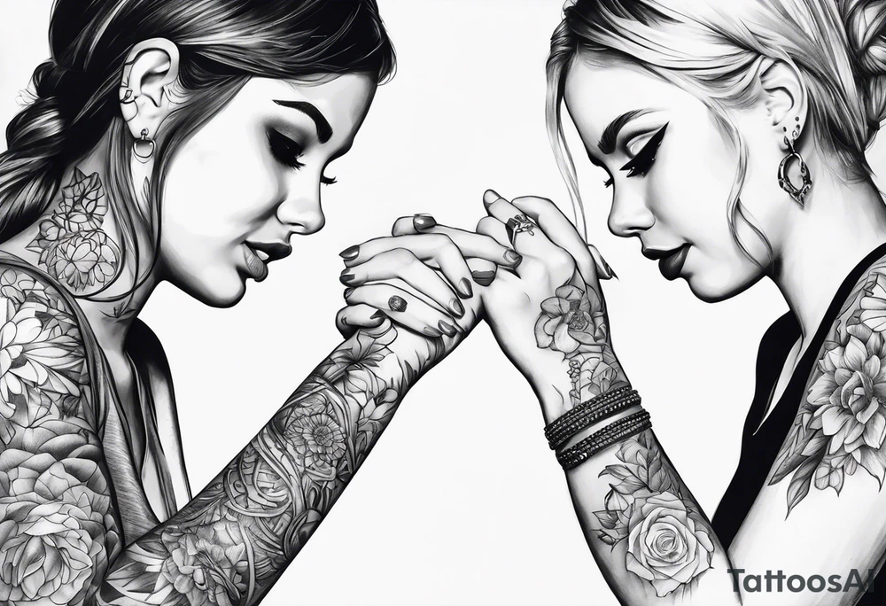 Girls holding hands tattoo idea