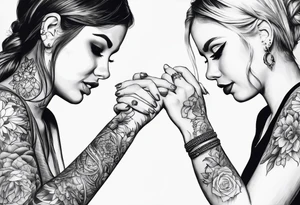 Girls holding hands tattoo idea