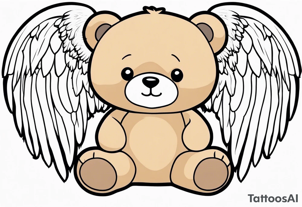 teddy bear with angel wings tattoo idea