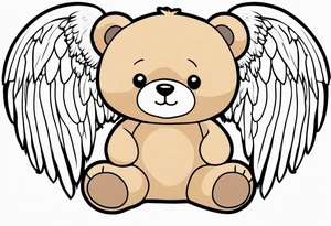 teddy bear with angel wings tattoo idea