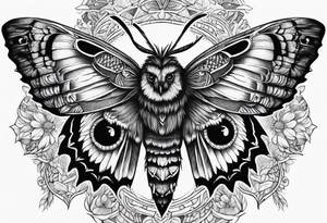 Dead head moth with owl eyes tattoo idea