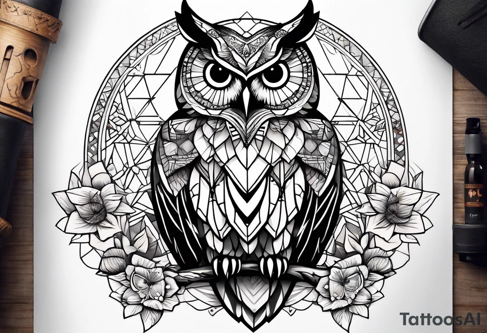 Owl and butterfly tattoo idea