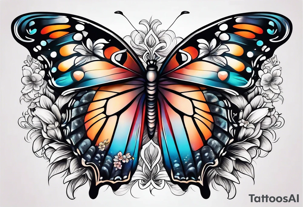 animal butterfly , flower tattoo idea