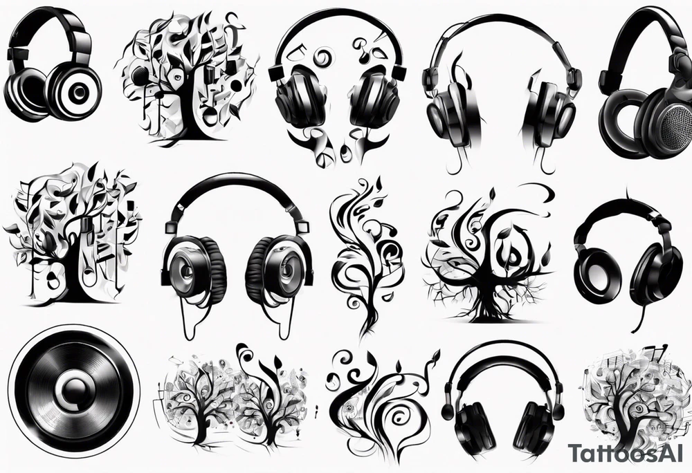 music speaker note tree headphones tattoo idea