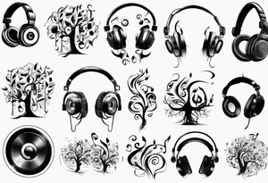 music speaker note tree headphones tattoo idea