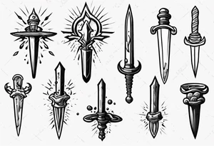 Dagger falling in a puddle tattoo idea