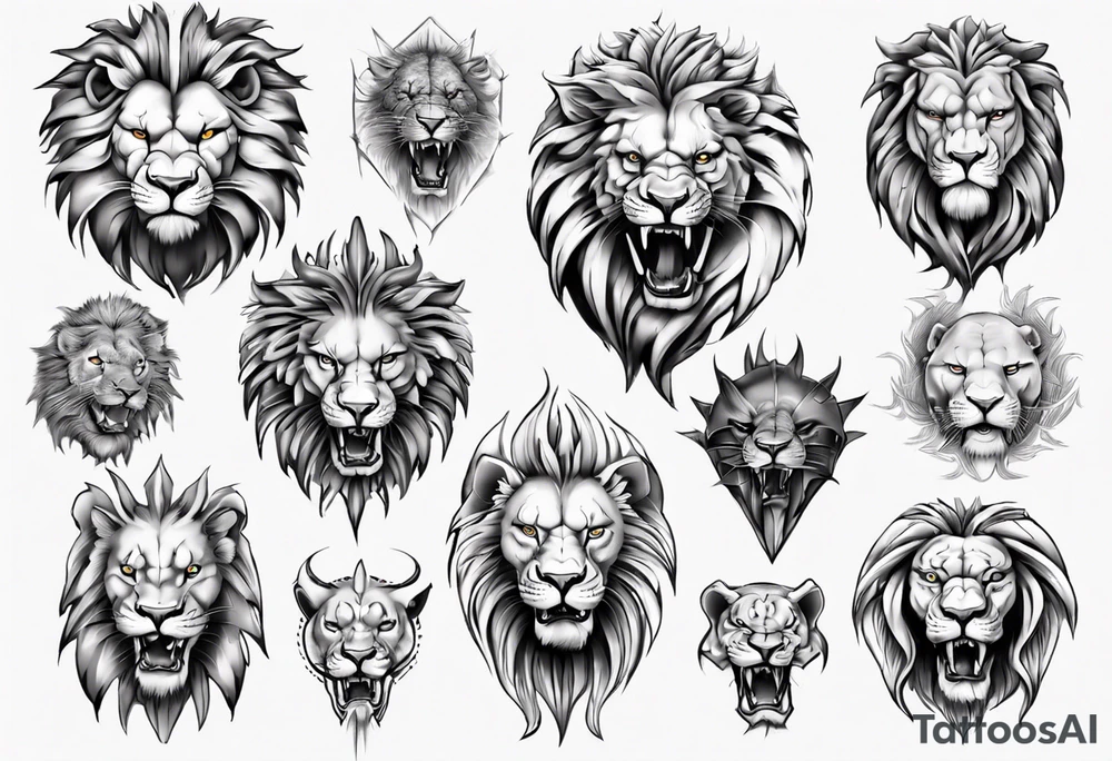 predatory lion tattoo idea