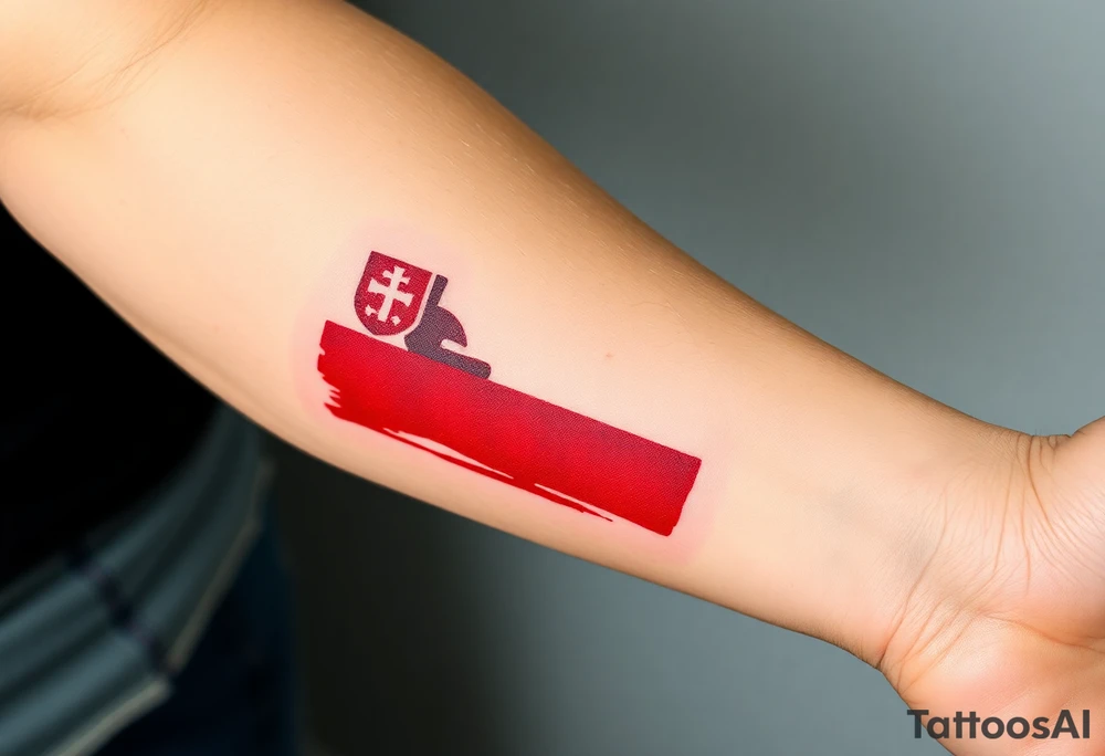 A stylized Czech flag in brushstroke style, with a hand-painted aesthetic and dynamic motion tattoo idea