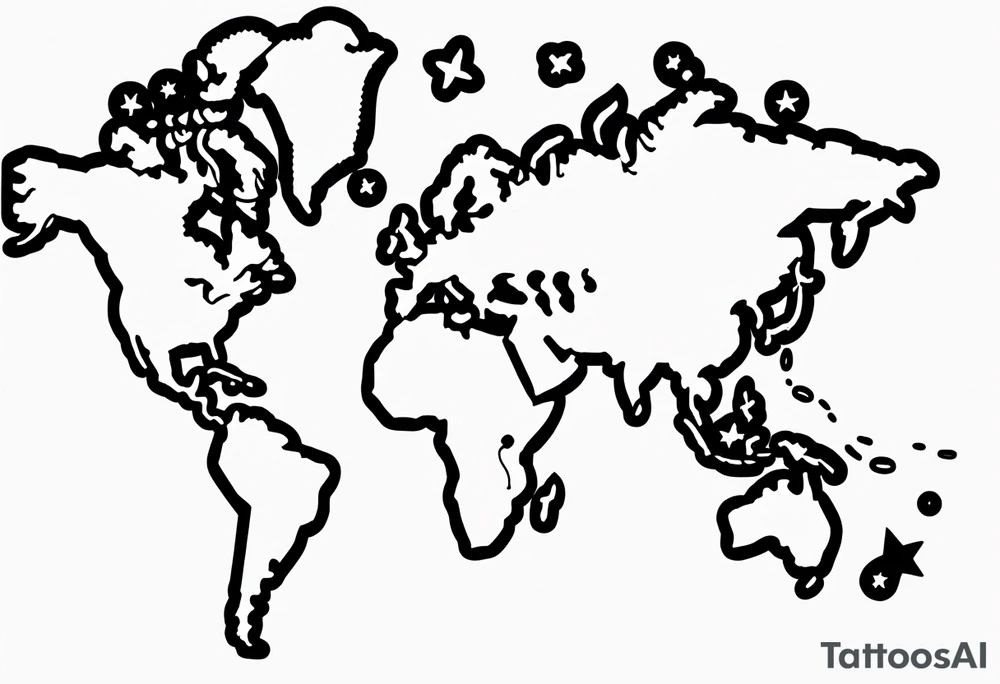 world globe map blowing up in one corner tattoo idea