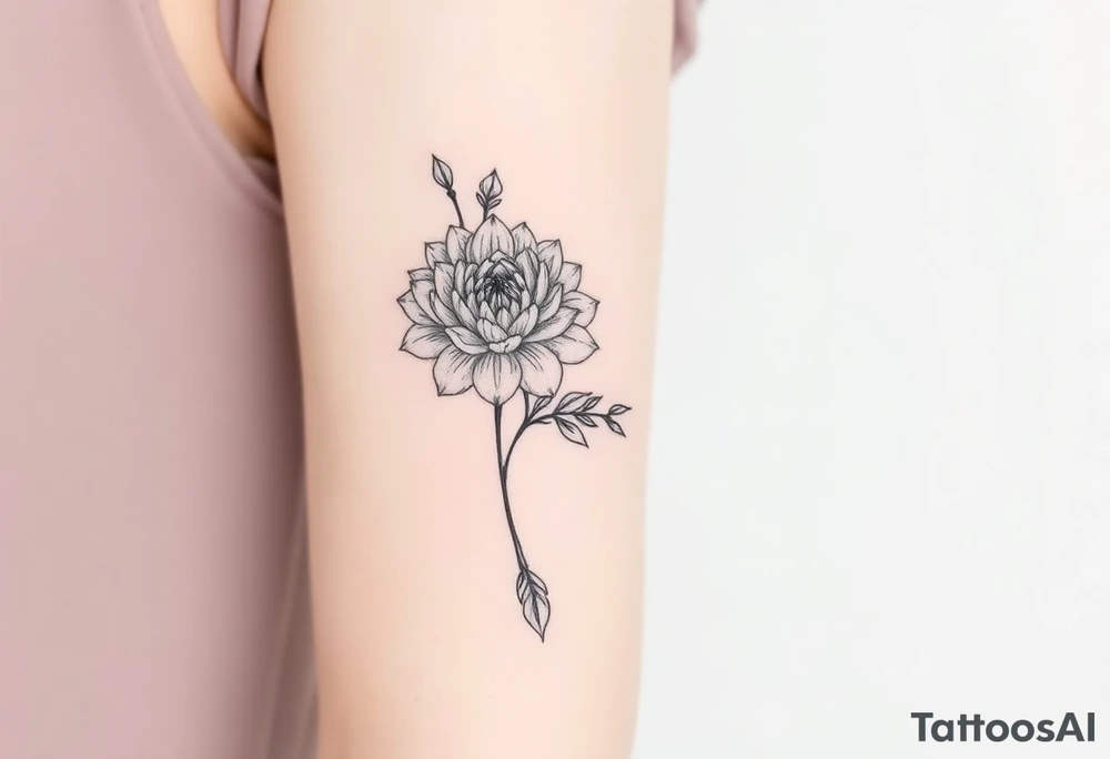 rose and chrysanthemum bouquet tattoo idea
