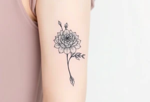 rose and chrysanthemum bouquet tattoo idea