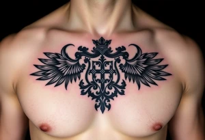 Powerful, majestic and dark Irish family crest tattoo idea