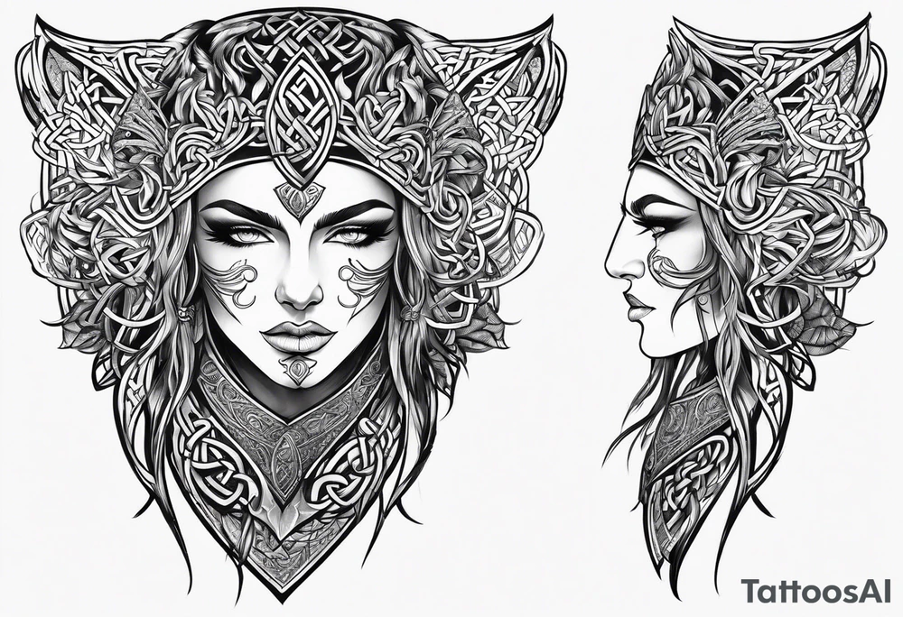 Celtic warrior full body side profile tattoo idea