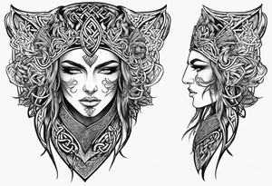 Celtic warrior full body side profile tattoo idea