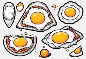 Pair fried eggs tattoo, where for the girl a small slice like a pizza triangular and for the guy the rest of the fried eggs tattoo idea
