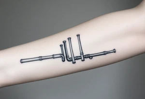 vertical System of thin pipes that transitions outwards of sides and end into thick, widespread 
veins of forearm tattoo idea