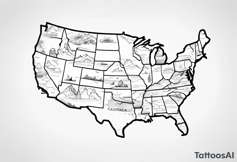 Roadtrip trough California on a Map tattoo idea