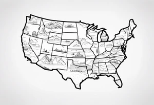 Roadtrip trough California on a Map tattoo idea