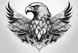 Narrow realistic black and white eagle chest tattoo tattoo idea