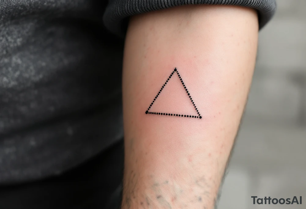 A dotted-line triangle in fine black ink, symbolizing subtlety and intention. tattoo idea