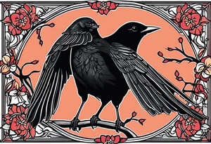 A very simple black only blackbird with no extraneous details. Use the Beatles song blackbird as inspiration. tattoo idea