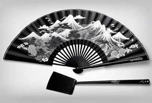 Japanese paper fan with long string tattoo idea