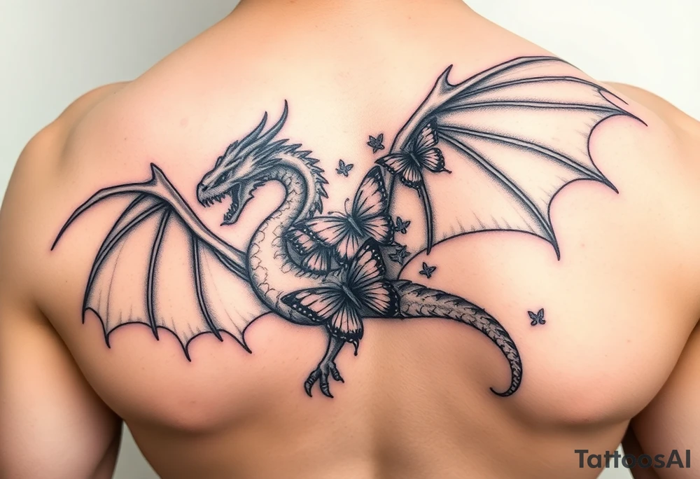 dragon made of butterflies tattoo idea