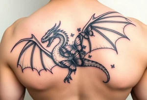 dragon made of butterflies tattoo idea