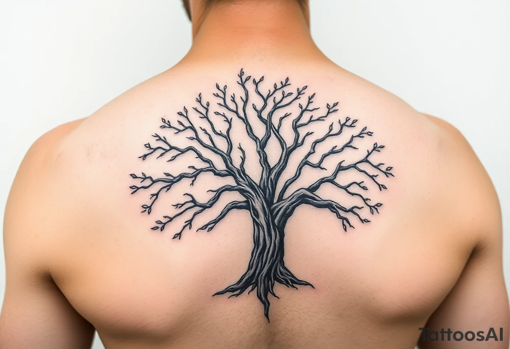 a semi realistic tree of life on sleeve tattoo idea